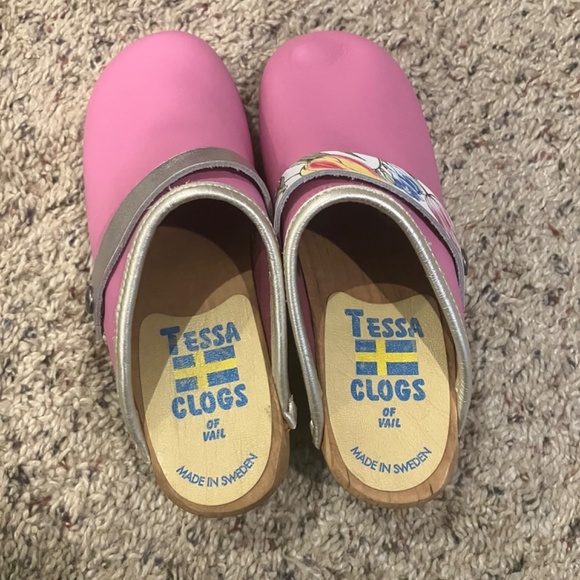 Pink Tessa Clogs handmade handprinted child size 2 - Picture 6 of 7